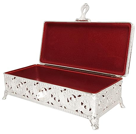 Boîte à Bijoux Vintage en Métal, Protection Antirouille en Velours Doux Boîte à Bijoux Vintage Rectangulaire Résistant aux Rayures pour Boucles d'Oreilles pour Fille Femme pour