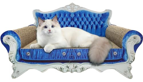 INRLKIT Luxury Cardboard Cat Scratcher Sofa Bed, Couch Shaped Cat Scratching Board, Scratch Lounge with Catnip, Scratcher for Indoor Cats Kittens Kitties