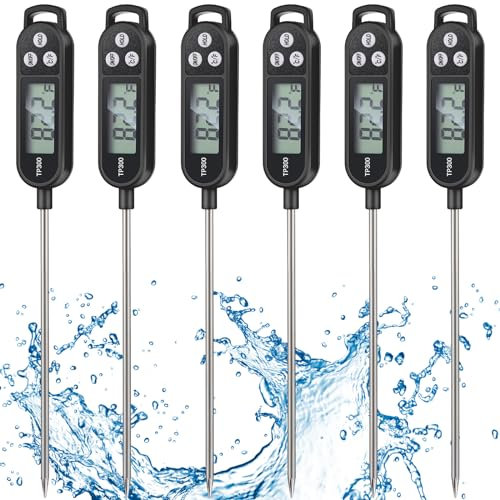 Copkim 6 Pcs Instant Read Meat Thermometer Long Probe,Black