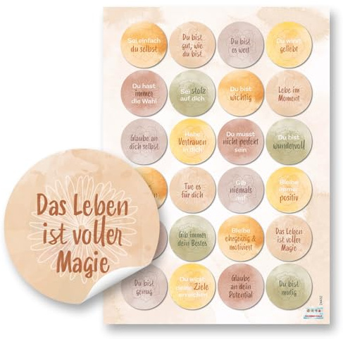 Logbuch-Verlag 96 presentklistermärken ordspråk positivt mindset kärlek vänskap klistermärken självhäftande ordspråk klistermärken 4 cm