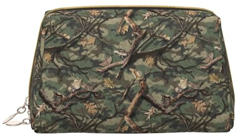 Novastar Bolsa de maquillaje grande con diseño de camuflaje, de piel de PVC, con cremallera, portátil, para maquillaje y artículos de tocador para mujer