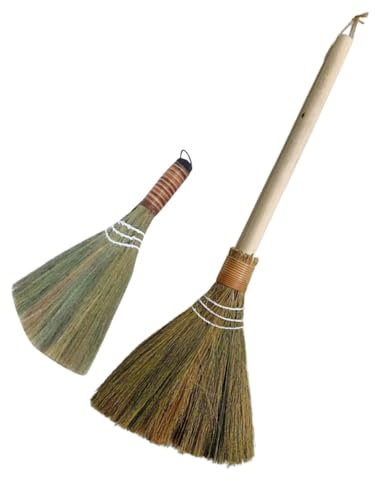 Alipis 2pcs Bamboo Soft Broom Handmade Broom Indoor Manual for Home Cleaning Kitchen Dust Removing