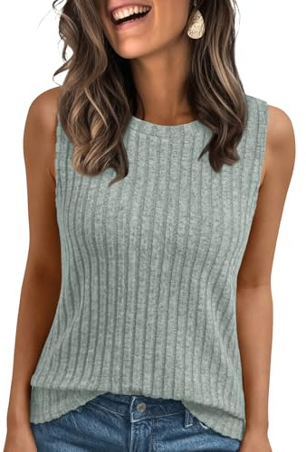 AUTOMET Summer Tank Tops Womens Sleeveless Tunic Shirts Basic Soft Clothes 2026 Casual Trendy Spring Beach Fashion Vacation Outfits Green L