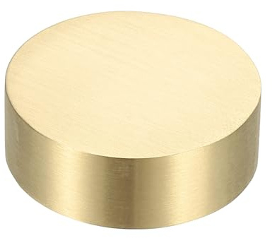 PATIKIL Chinese Calligraphy Paper Weight, 40mm Round Brass Paperweight Holding Paper Flat for Painting Writing Ink Drawing Desktop Home Office Decoration, Gold Tone