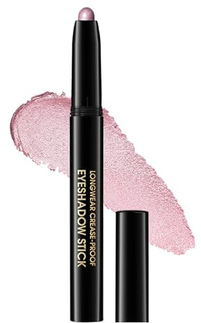 Lápiz de sombra de ojos con purpurina, lápiz de sombra de ojos rosa brillante, resistente al agua y de larga duración, acabado brillante, altamente pigmentado Shimmer Crayon Eyeliner Creme, metálico