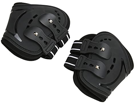 Xiuganpo Polainas de Caballo Resistentes a los Impactos, Protectores de Patas de Caballo Ligeros Antideslizantes para Entrenamiento, Negro, Paquete de 2 (L)