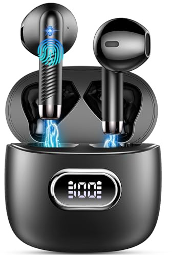 Cuffie Bluetooth 5.4 2026 Nuovo, Auricolari Wireless con Riduzione del Rumore ENC 4 Microfoni, 49 Ore di Riproduzione Display LED, IPX7 Impermeabili Sport, Accoppiamento Automatico Android/iOS