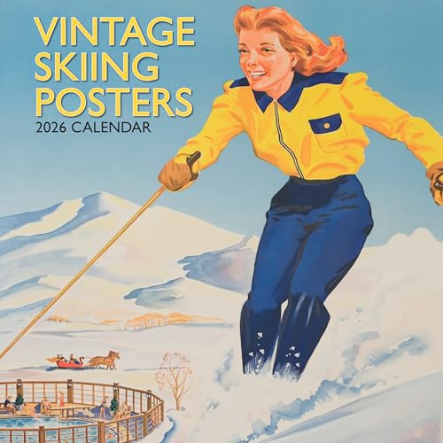 TGSC | Vintage Skiing Posters 2026 Calendar 16 Month Family Square Wall Calendar 2026 UK | Planner with Large Grid for Home or Office Organisation - Art 2026/2025 Calendar UK