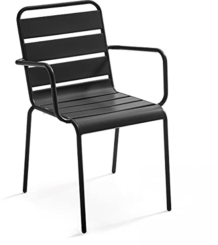 Oviala Fauteuil de Jardin en métal Gris Anthracite - Palavas
