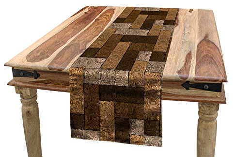 ABAKUHAUS Schokolade Tischläufer, Holzparkett Motiv, Esszimmer Küche Rechteckiger Dekorativer Tischläufer, 40 x 225 cm, Beige Blassbraun