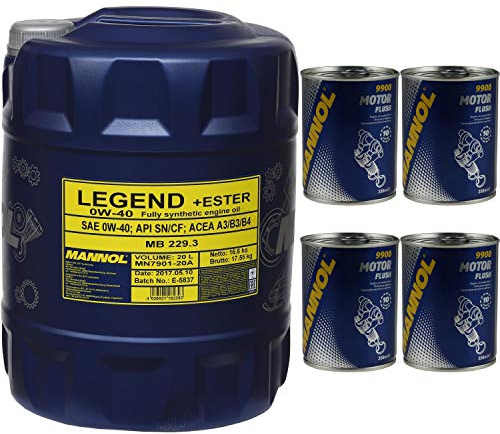20L MANNOL Motoröl SAE 0W-40 LEGEND+ESTER Motorspülung Motor Flush
