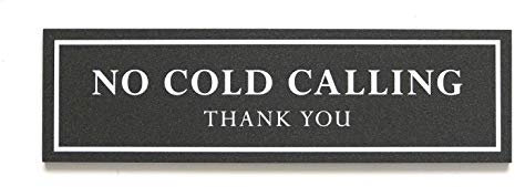 Kubik Letters No Cold Caller Sign for Front Door - No Cold Calling Door Sign - 5 mm Thick Acrylic Size 6 cm x 21 cm with Strong Adhesive Tapes (Dark Grey Metallic)