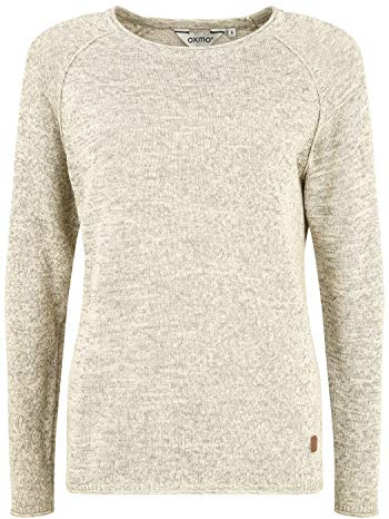 Oxmo Daniela Pull en Maille Pull-Over Tricot pour Femme, Taille:M, Couleur:Bone White (70016)