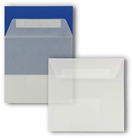 25x Quadratische Brief-Umschläge ohne Fenster in Transparent Weiß - 15,5 x 15,5 cm - Haftklebung - Für Hochzeits-Karten, Einladungskarten und mehr - Serie FarbenFroh
