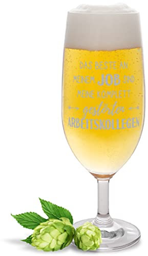 JUNIWORDS Biertulpe mit Gravur, Das Beste an meinem Job sind meine komplett gestörten Arbeitskollegen, Bierglas (1006931)