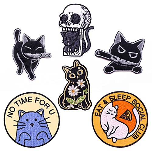 6 Pezzi di Toppe da Stirare Toppa per Gatti Toppe Appliqué Fai Da Te con il Ferro da Stiro Toppa Ricamata Carina Immagine con il Ferro da Stiro Toppe da Cucire o Stirare Toppe per Abbigliamento