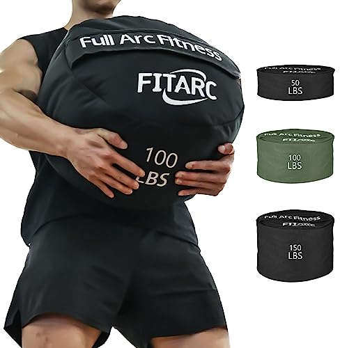 Fitarc Sandsack Workout-Tasche, Sandsäcke für Kraftsport, Sandsack für Fitness und Krafttraining, Cross-Training & Bewegung, Workouts-Ausrüstung Sand Nicht enthalten (Schwarz 45,4 kg)