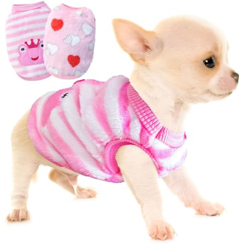 Ropa de 2 Piezas para Perro, suéter Chihuahua Extra pequeño, Ropa de Gato, Ropa cálida de Invierno (pequeño, Rana, Amor)