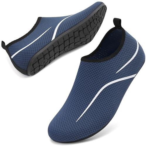 RUOMU Scarpe da Scoglio Donna Uomo Scarpette Mare Scogli Scarpe Acqua Antiscivolo Scarpe Spiaggia per Immersione Nuoto Vela Sport Acquatici(Blu Navy,45 EU)