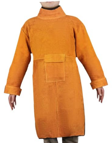 Giacca da saldatura Grembiule da saldatura con manica con fibbia Grembiule da lavoro da fabbro Saldatore Abbigliamento protettivo Cappotto da, lunghezza 105 cm