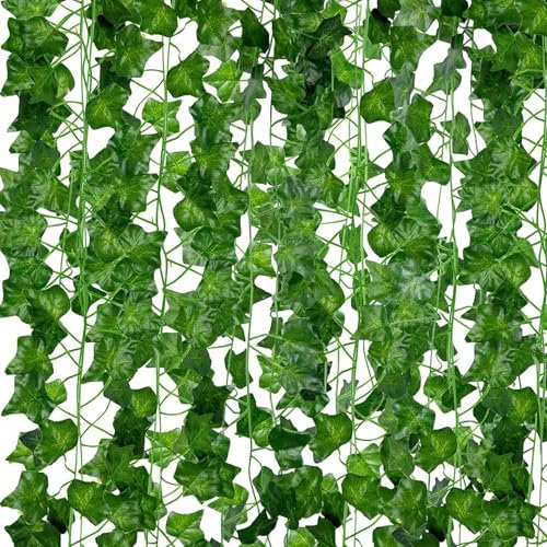 JNGTKL Fake Vines, 6 PacK 220cm Artificial Ivy Garland, Pendable Hanging Plants, A Pseudopotamus With Leaves, Be Suitable For Kitchen Office Wedding Christmas Party Festive(Green) ﻿