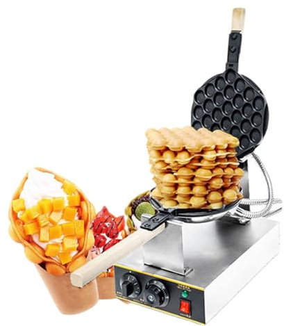 Gaufrier À Bulles Commercial,Fer À Bulles D'Œufs 1 400 W,Rotatif À 180 °,Boulanger en Acier Inoxydable,Réglable 50 À 250 ℃,pour Les Restaurants Ou La Cuisine À Domicile Petit
