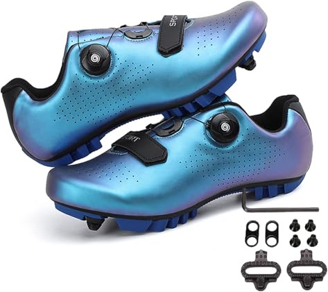 Mateju Chaussures VTT Homme et Femme Chaussure de Cyclisme avec Crampons Chaussure Velo Route Homme et Chaussure VTT Adulte Automatique Semelle Dure Chaussures de Vélo