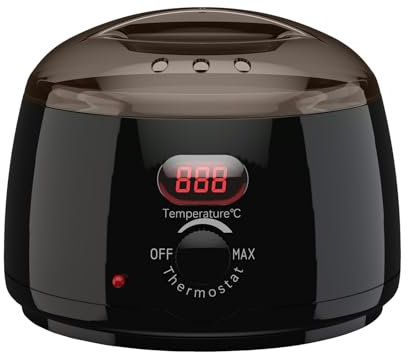 Scaldacera per Depilazione,Scaldacera Macchina per Cera con Controllo Automatico della Temperatura Adatto per Viso,Sopracciglia,Corpo,Controllo Temperatura Regolabile,Display Schermo LCD (400-nero)