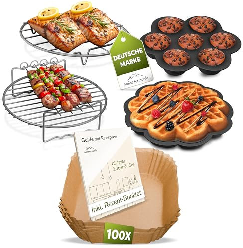 HeimHarmonie® Heißluftfritteuse Zubehör für COSORI Turboblaze 6L - Airfryer Zubehör für Philips Airfryer XL/XXL - Zubehör für COSORI TurboTower - 10-teiliges Set mit Waffelform