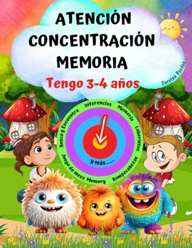 TENGO 3-4 años! Libro de Actividades Preescolar/Juegos y Pasatiempos de Atención,Concentración y Memoria para Niños: Fichas Educación ... de mesa Memory