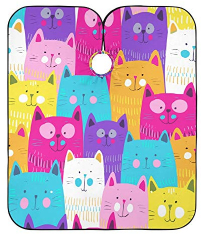 Söt Katt Tvättbart Frisörförkläde Cape Klipp Hår Justerbar Barber Cape För Barberare Frisörer Män 140 x 168 cm
