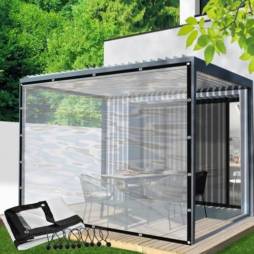 Pavillon Seitenwände Transparente wasserdichte Plane mit Ösen Outdoor Vorhang für Pergola, Veranda, Pavillon Seitenteile(2x2.5m)