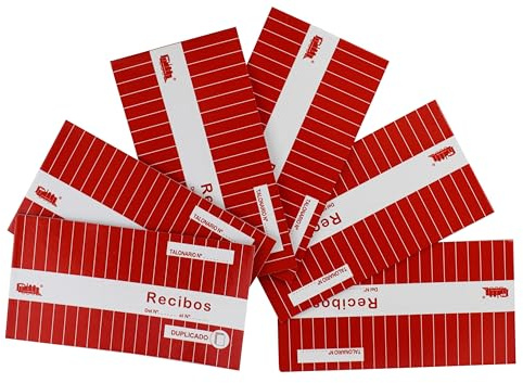 Recibos Duplicado Talonario de Recibos Numerado 20 Juegos de original+copia en Formato 21 cm x 11 cm - Perfecto para el Registro Detallado y Control de Pagos, Transacciones (Pack 6)