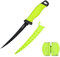 Comioke Couteau à Filet 7 Pouces, Couteau à Désosser, Couteaux à Désosser, Couteaux à Filet de Poisson avec Gaine de Protection et Affûteur (Vert)