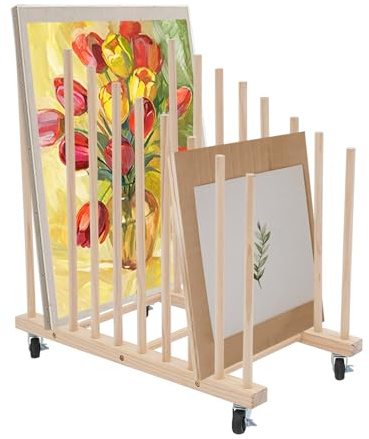 Estante de almacenamiento para pinturas artísticas con 9 compartimentos y ruedas