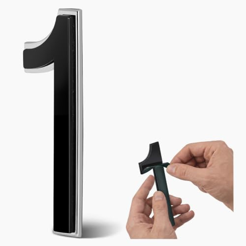Chiffres de maison noirs 10 cm pour extérieur, autocollants pour boîte aux lettres YIPLED avec finition galvanoplastique exclusive et socle ABS résistant, pour plaques de maison, jardin – « 1 »