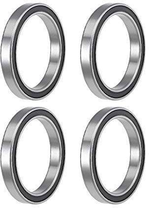 sourcing map 4 Stück Rillenkugellager 6808-2RS 40mm Innendurchm. 52mm Außendurchm. 7mm Bohrung Doppelt Abgedichtet Chromstahl Z2