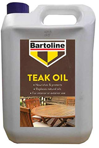 Bartoline Teak Oil 5 Litres | Replenishes Natural Oils to protect Wooden furniture | Interior and exterior use