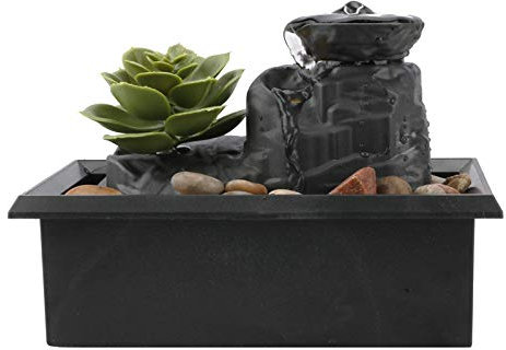 Corlidea Fontana per interni, umidificatore, fontana relax Feng Shui, fontana a cascata con illuminazione a LED per la decorazione di interni in ufficio e benessere