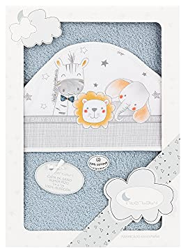 Interbaby - Capa de Baño Bebe Gris | Toalla Bebe con Capucha 100% Algodón, 100x100cm, Unisex | Suave, Cómoda, Secado Rápido | Ideal Recién Nacidos, Bebes y Niños Pequeños | Diseño Animalitos