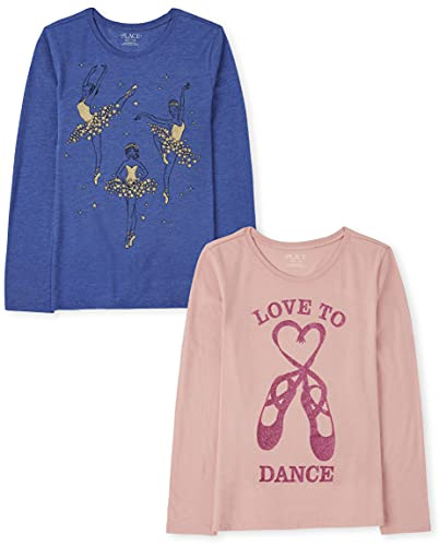 The Children's Place girls The Children's Place Long Sleeve Graphic T- 2-pack Shirt, Dance, Large US