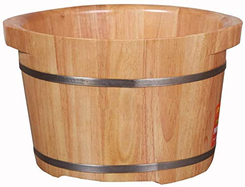 Foot Tub Wooden Foot Basin Solid Wood Footbath, Sauna Footbath, Oak Footbath With Tooth, Portable Footbath, Household Wooden Bucket, Durable, Drop- ( Wood Color) foot Bath Wooden Bucket Foot Spa House
