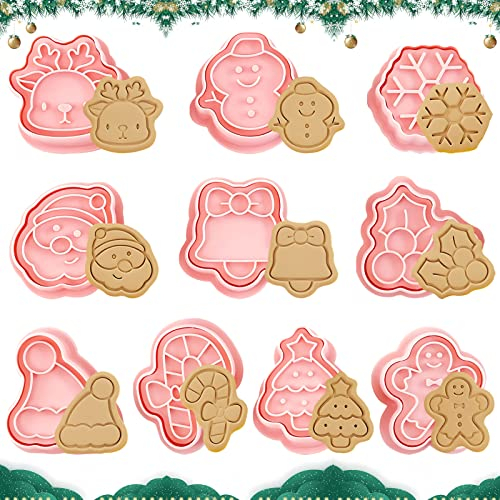 Shinybox Formine per Biscotti Natalizi, 10 Pezzi Stampo per Biscotti Natalizi, Formine Biscotti Natale 3D, Tagliabiscotti Natale Formine Biscotti Natale per Decorare Biscotto Dolci Torta