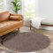 carpet city Shaggy Hochflor Teppich - Rund 80 cm - Braun - Langflor Wohnzimmerteppich - Einfarbig Uni Modern - Flauschig-Weiche Teppiche Schlafzimmer Deko