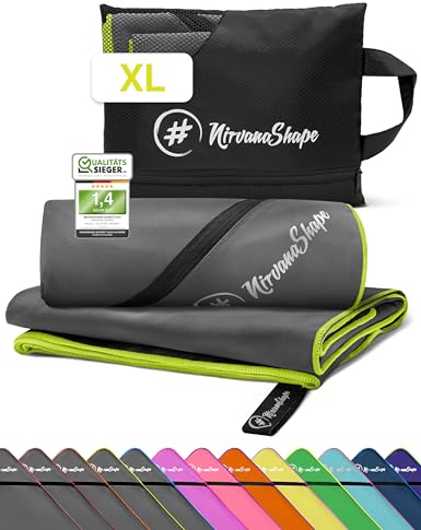 NirvanaShape Mikrofaser Handtuch, Microfaser Handtücher als Badetuch, Reisehandtuch, Strandtuch, Sporthandtuch für Fitness, Strand, XL 200 x 100 cm