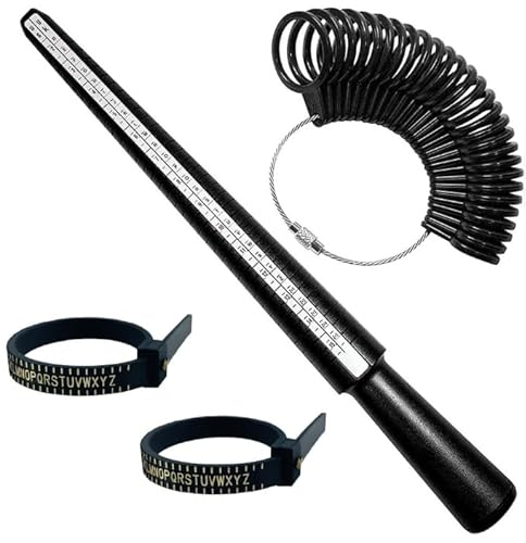 VFANDV 4 Stück Ringgrössenmesser Set, Ringmaßband Ringschablone Ringgröße Messen Ringstock Ringmaß Ring Sizer Messskalen Set zum Messen von Ringdurchmessern Größenstandard UK, EU, USA