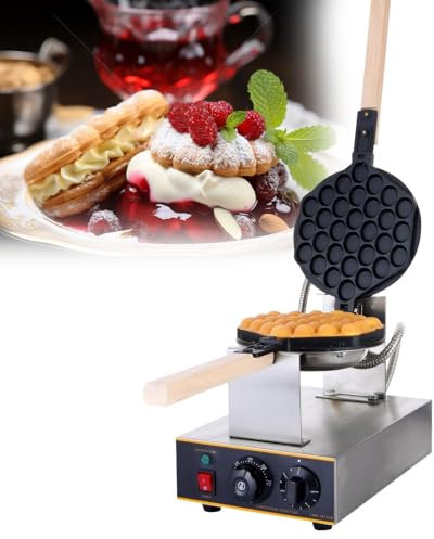 Gaufrier À Bulles/Machine À Gaufres Rotative À 108 °-50-250 ℃ Réglable,1400 W avec Revêtement Antiadhésif-pour Café/Magasin De Desserts