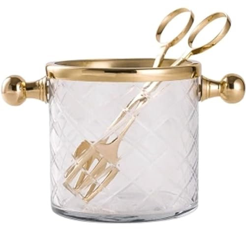 QWPYDXN Seau a Champagne Seau à Glace en Verre Refroidisseur Seau à Champagne bac de Rangement de Luxe créatif pour glaçons Petit Seau avec Pinces en Acier Inoxydable Barware