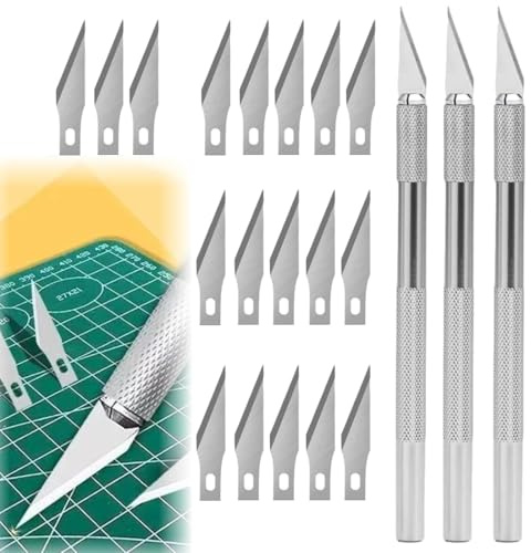 Juego de bisturí, con 3 Tranchiermesser y 18 hojas, Cuchillo para trinchar, cuchillo para manualidades, juego de cuchillos para manualidades con bisturí
