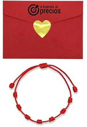 A BUENOS PRECIOS® - Armband 7 chakras med röda knop original - Röd tråd skydd mot negativ energi - Amulett mot onda ögat och lycka - För kvinna, man, barn, par, Desde 11 cm a 28 cm, Nylon